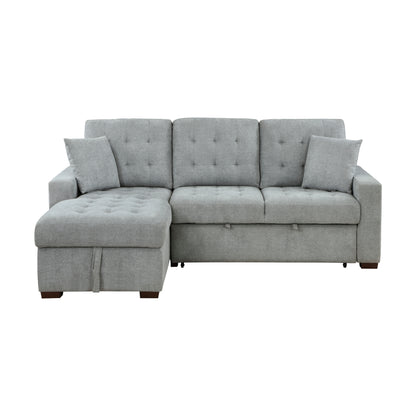 Homelegance Waitsfield Gray Textured 2-Piece Sectional Sofa with Pull-Out Bed 9816GY-2LCRL