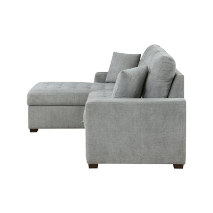 Homelegance Waitsfield Gray Textured 2-Piece Sectional Sofa with Pull-Out Bed 9816GY-2LCRL