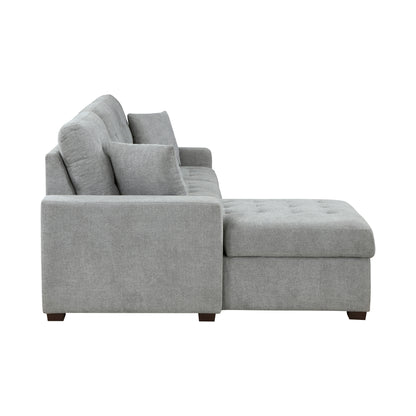 Homelegance Waitsfield Gray Textured 2-Piece Sectional Sofa with Pull-Out Bed 9816GY-2LCRL