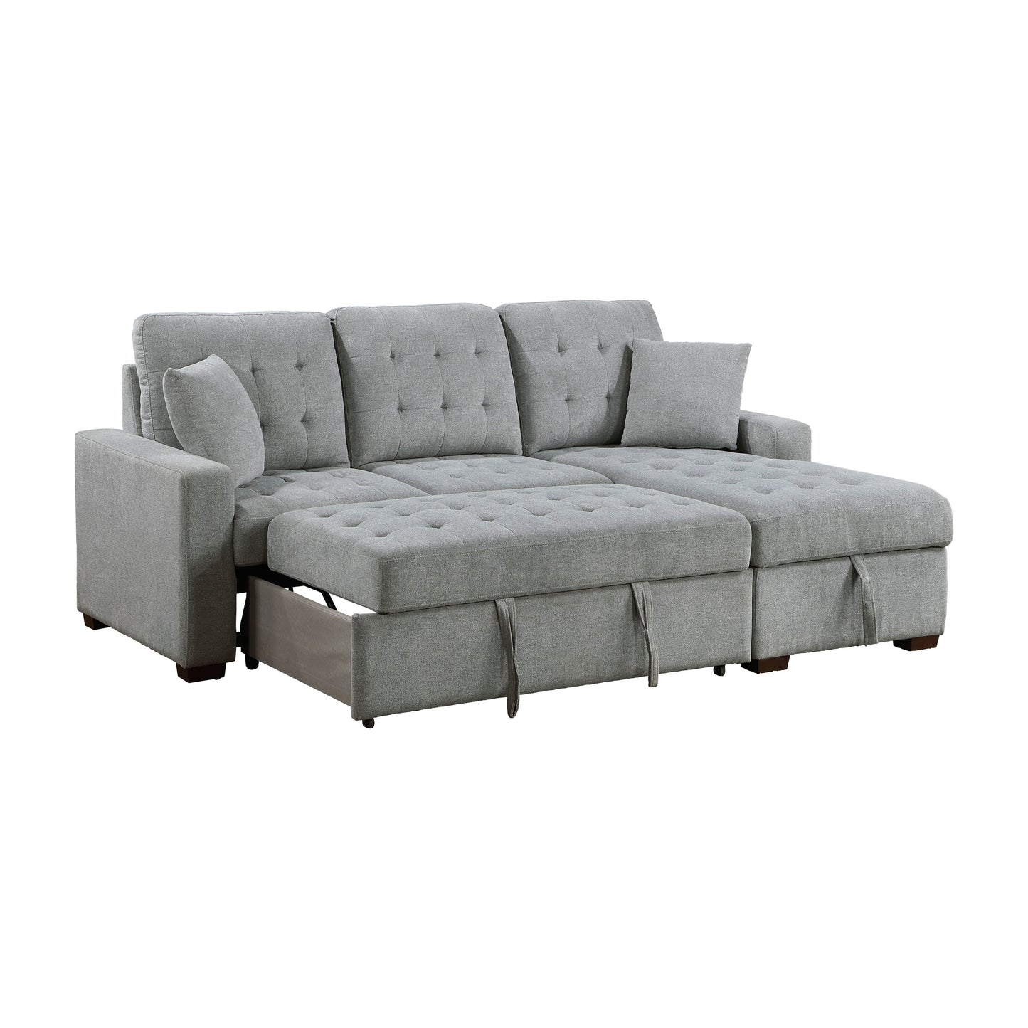 Homelegance Waitsfield Gray Textured Fabric Sectional Sofa with Pull-Out Bed 9816GY-SC
