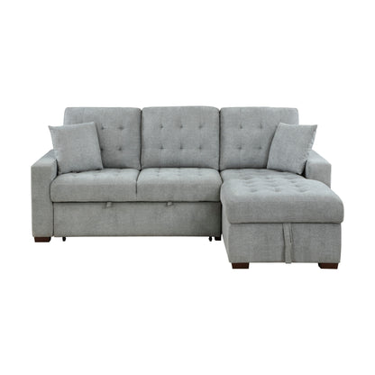 Homelegance Waitsfield Gray Textured Fabric Sectional Sofa with Pull-Out Bed 9816GY-SC