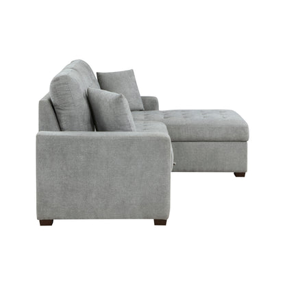 Homelegance Waitsfield Gray Textured Fabric Sectional Sofa with Pull-Out Bed 9816GY-SC