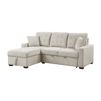 Homelegance Waitsfield Sand Sectional Sofa with Pull-Out Bed and Storage 9816SN-2LCRL