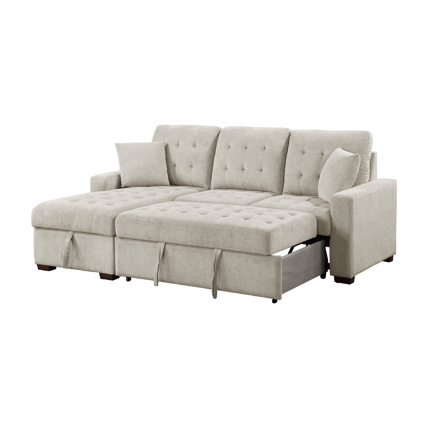 Homelegance Waitsfield Sand Sectional Sofa with Pull-Out Bed and Storage 9816SN-2LCRL