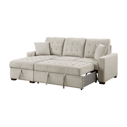 Homelegance Waitsfield Sand Sectional Sofa with Pull-Out Bed and Storage 9816SN-2LCRL