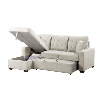 Homelegance Waitsfield Sand Sectional Sofa with Pull-Out Bed and Storage 9816SN-2LCRL