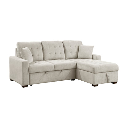 Homelegance Waitsfield Sand Sectional Sofa with Pull-Out Bed and Storage 9816SN-2LLRC