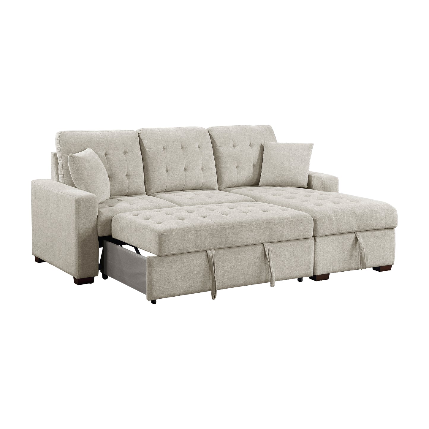 Homelegance Waitsfield Sand Sectional Sofa with Pull-Out Bed and Storage 9816SN-2LLRC