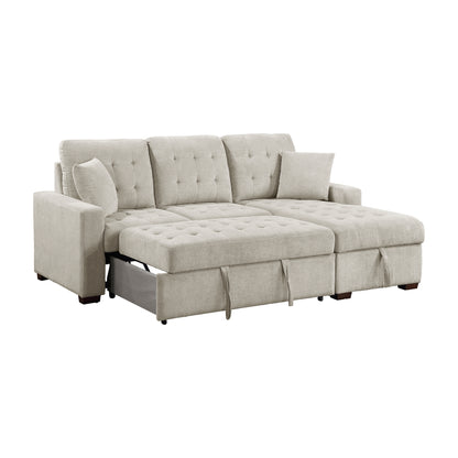 Homelegance Waitsfield Sand Sectional Sofa with Pull-Out Bed and Storage 9816SN-2LLRC