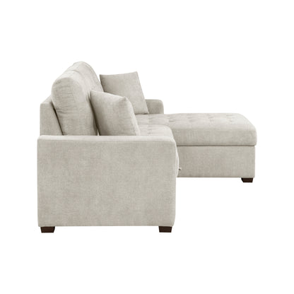 Homelegance Waitsfield Sand Sectional Sofa with Pull-Out Bed and Storage 9816SN-2LLRC