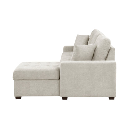 Homelegance Waitsfield Sand Sectional Sofa with Pull-Out Bed and Storage 9816SN-2LLRC