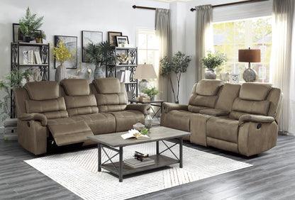 Homelegance Shola Brown Polished Microfiber Double Reclining Sectional Sofa 9848BR-3