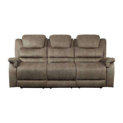 Homelegance Shola Brown Polished Microfiber Double Reclining Sectional Sofa 9848BR-3