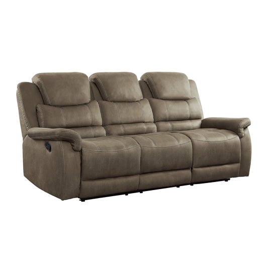 Homelegance Shola Brown Polished Microfiber Double Reclining Sectional Sofa 9848BR-3