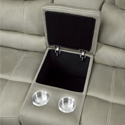 Homelegance Shola Gray Power Reclining Loveseat with Center Console 9848GY-2PWH