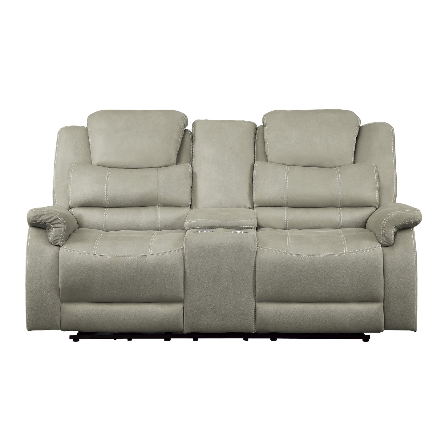 Homelegance Shola Gray Power Reclining Loveseat with Center Console 9848GY-2PWH