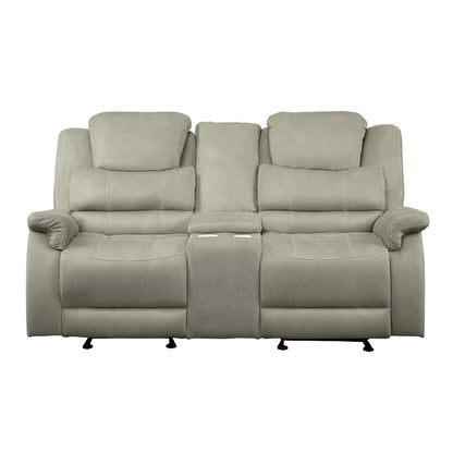 Homelegance Shola Glider Reclining in Gray with Center Console 9848GY-2