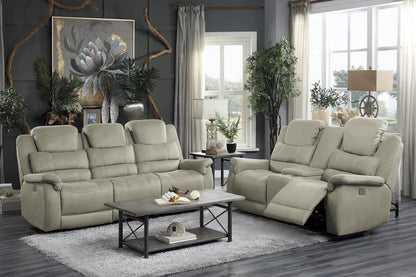 Homelegance Shola Gray Power Reclining Loveseat with Center Console 9848GY-2PWH