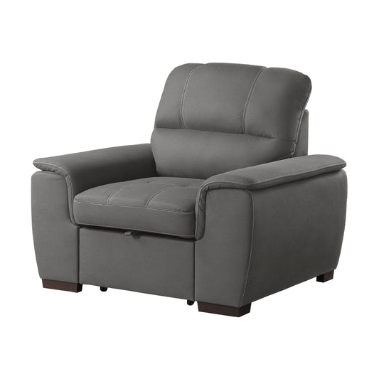 Homelegance Accent Chair with Pull-out Ottoman Textured Microfiber Gray 9858GY-1