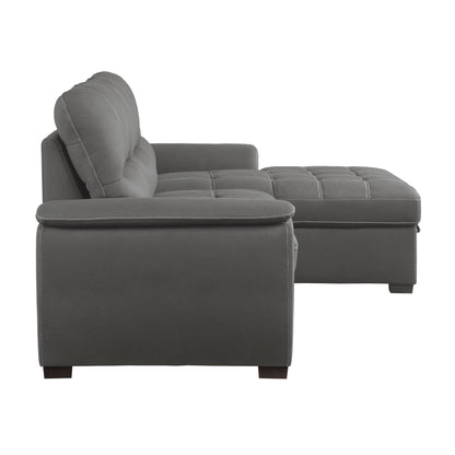 Homelegance Andes Gray Textured Microfiber Sectional Sofa with Pull-Out Bed 9858GY-SC