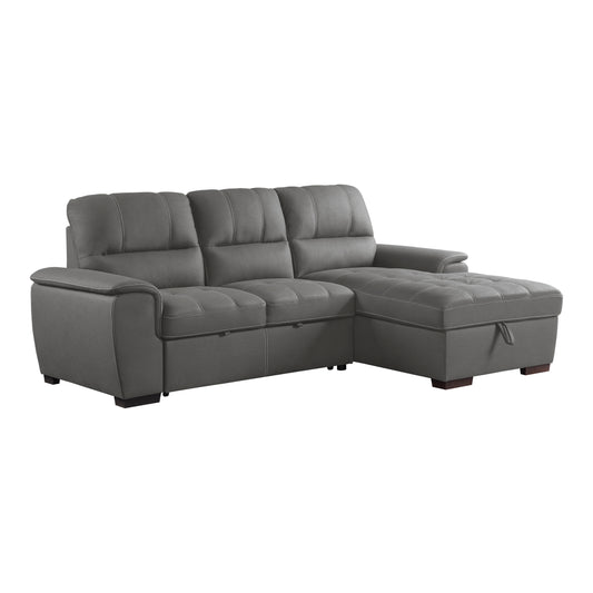 Homelegance Andes Gray Textured Microfiber Sectional Sofa with Pull-Out Bed 9858GY-SC