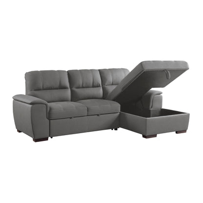 Homelegance Andes Gray Textured Microfiber Sectional Sofa with Pull-Out Bed 9858GY-SC