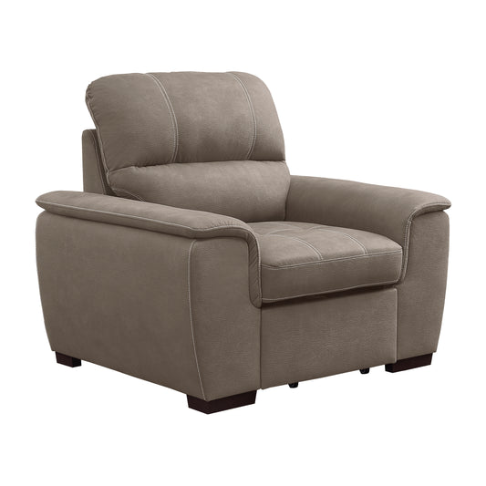Homelegance Accent Chair with Pull-out Ottoman in Textured Microfiber Taupe 9858TP-1