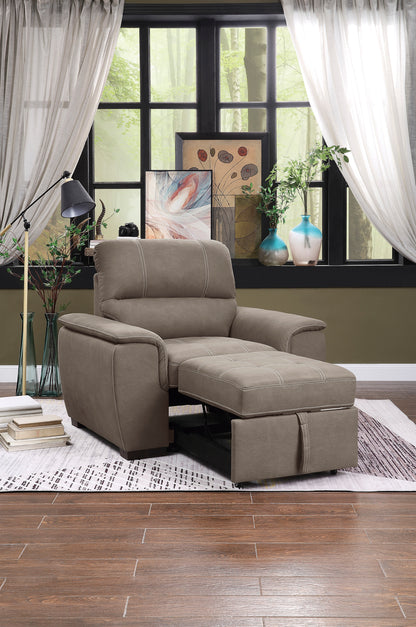 Homelegance Accent Chair with Pull-out Ottoman in Textured Microfiber Taupe 9858TP-1