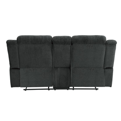 Homelegance Nutmeg Loveseat Reclining with Center Console in Charcoal Gray 9901CC-2