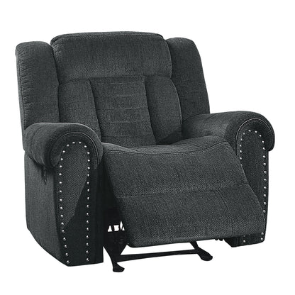 Homelegance Nutmeg Glider Recliner Charcoal Gray Upholstered Reclining Chair 9901CC-1