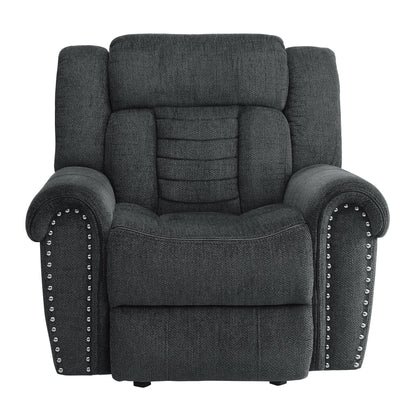 Homelegance Nutmeg Glider Recliner Charcoal Gray Upholstered Reclining Chair 9901CC-1