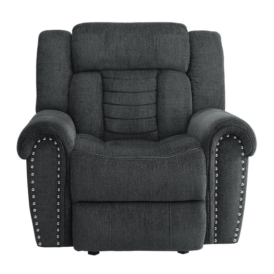Homelegance Nutmeg Glider Recliner Charcoal Gray Upholstered Reclining Chair 9901CC-1