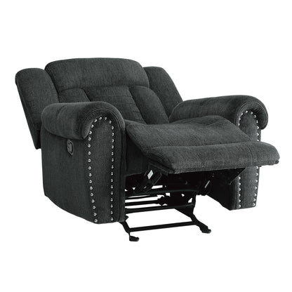 Homelegance Nutmeg Glider Recliner Charcoal Gray Upholstered Reclining Chair 9901CC-1