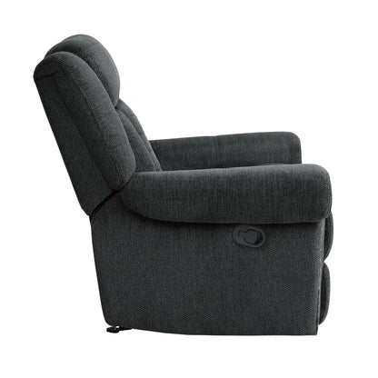 Homelegance Nutmeg Glider Recliner Charcoal Gray Upholstered Reclining Chair 9901CC-1