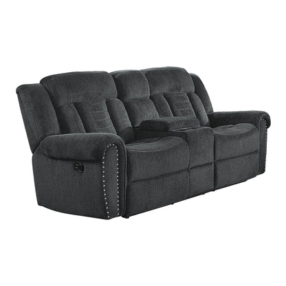 Homelegance Nutmeg Loveseat Reclining with Center Console in Charcoal Gray 9901CC-2