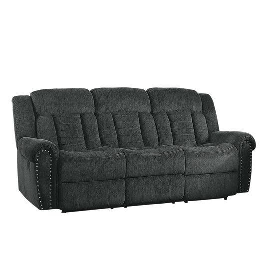 Homelegance Nutmeg Sectional Sofa Charcoal Gray Double Recliner 9901CC-3