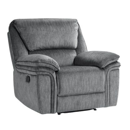 Homelegance Muirfield Reclining Chair in Gray Textured Microfiber 9913-1