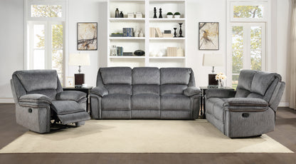 Homelegance Muirfield Reclining Chair in Gray Textured Microfiber 9913-1