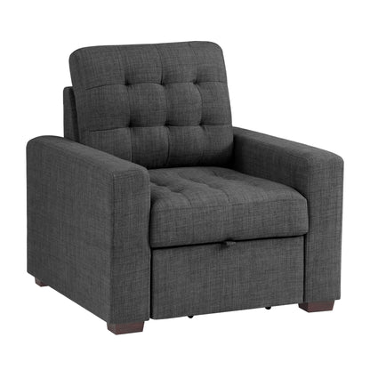 Homelegance McCafferty Accent Chair with Pull-out Ottoman in Dark Gray 9916DG-1