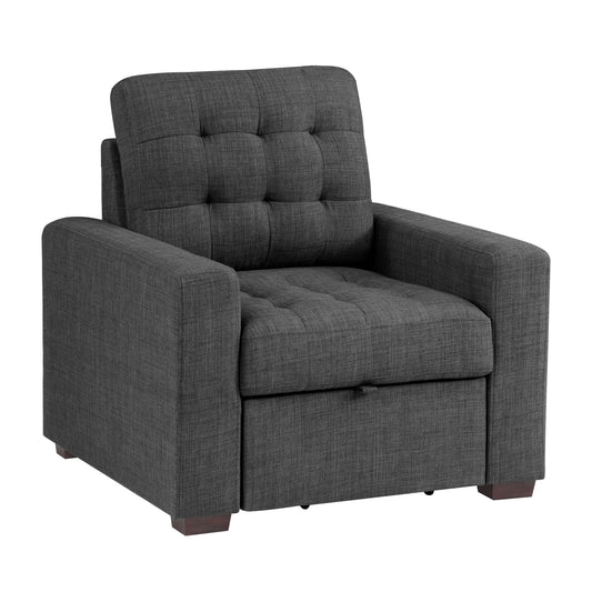 Homelegance McCafferty Accent Chair with Pull-out Ottoman in Dark Gray 9916DG-1