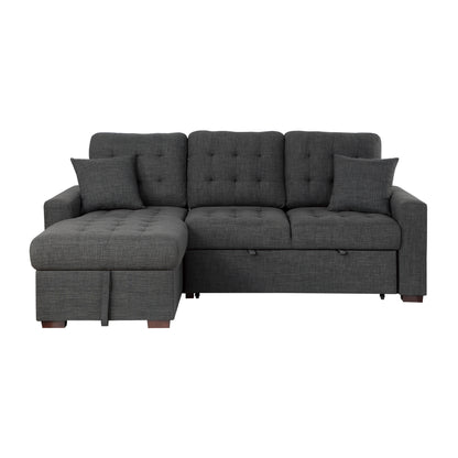 Homelegance McCafferty Dark Gray Sectional Sofa with Pull-Out Bed 9916DG-2LCRL