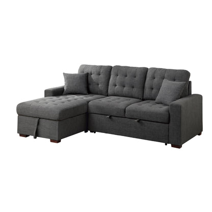 Homelegance McCafferty Dark Gray Sectional Sofa with Pull-Out Bed 9916DG-2LCRL