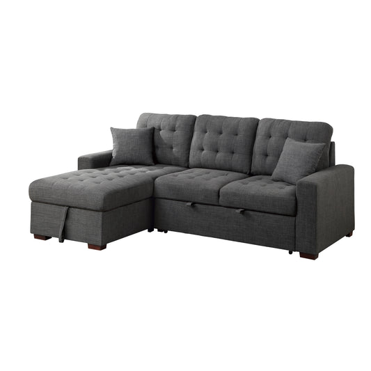 Homelegance McCafferty Dark Gray Sectional Sofa with Pull-Out Bed 9916DG-2LCRL