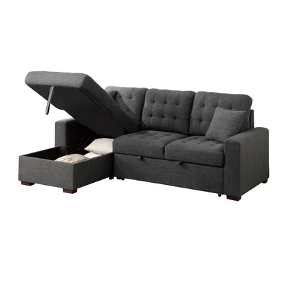 Homelegance McCafferty Dark Gray Sectional Sofa with Pull-Out Bed 9916DG-2LCRL