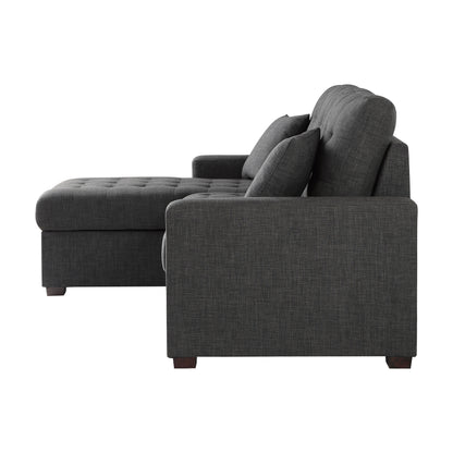 Homelegance McCafferty Dark Gray Sectional Sofa with Pull-Out Bed 9916DG-2LCRL
