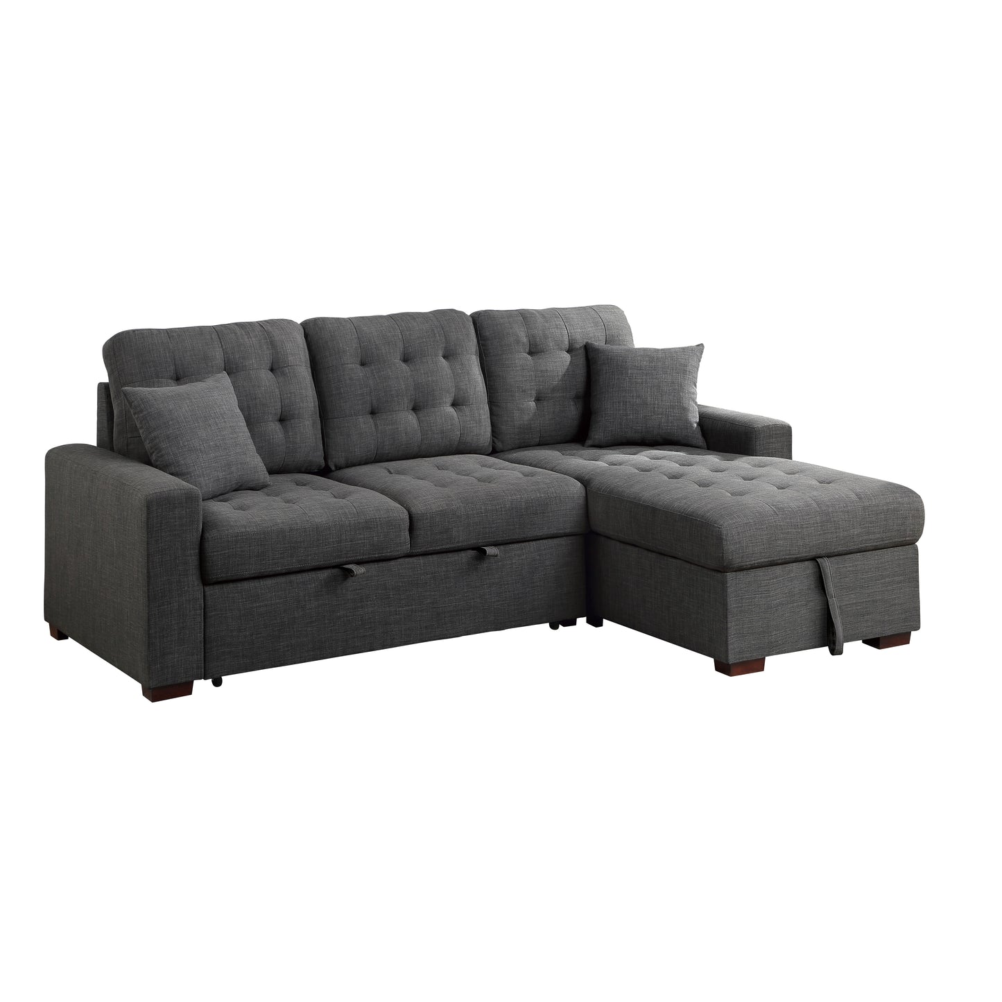Homelegance McCafferty Dark Gray Sectional Sofa with Pull-Out Bed 9916DG-SC
