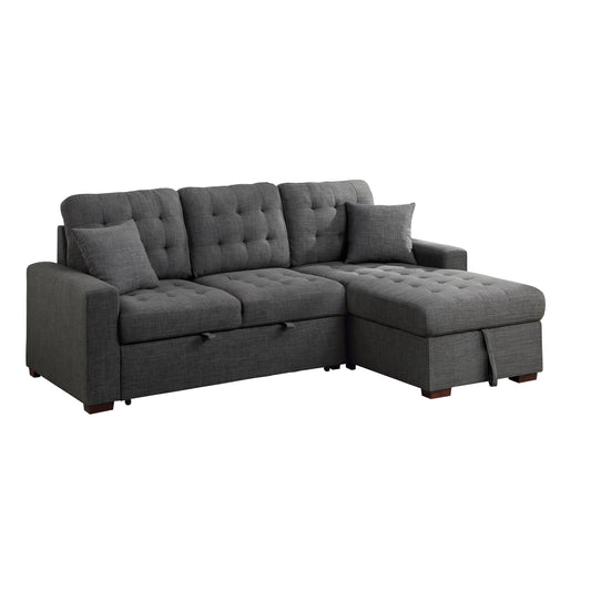 Homelegance McCafferty Dark Gray Sectional Sofa with Pull-Out Bed 9916DG-SC