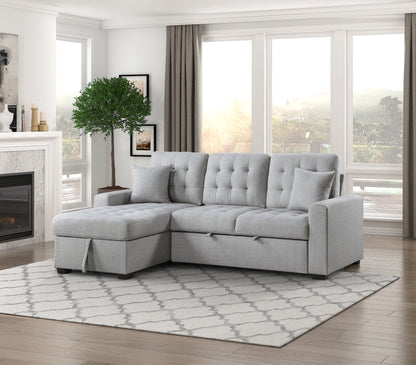 Homelegance McCafferty Gray Sectional Sofa with Pull-Out Bed and Storage 9916GY-2LCRL