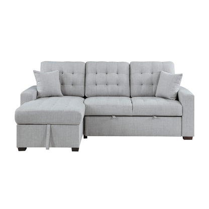 Homelegance McCafferty Gray Sectional Sofa with Pull-Out Bed and Storage 9916GY-2LCRL