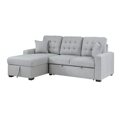 Homelegance McCafferty Gray Sectional Sofa with Pull-Out Bed and Storage 9916GY-2LCRL